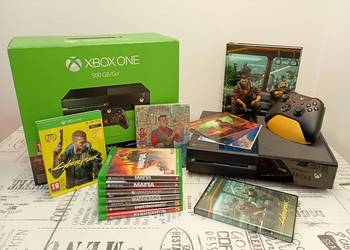 Xbox One z grami + Cyberpunk 2077 Edycja Kolekcjonerska – Stan Idealny