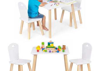 Zestaw mebli dla dzieci stolik + 2 krzesła białe ECOTOYS