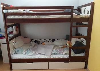łóżko piętrowe z szufladami i materacami 80x200