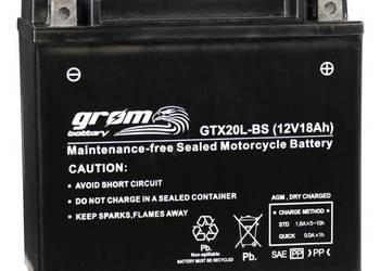 Akumulator 12V 18Ah 270A P+ motocyklowy GROM GTX20L-BS