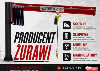 Żuraw słupowy 125 / 250 / 500 / 1000 / 2000 / 3200 / 5000 kg - Producent
