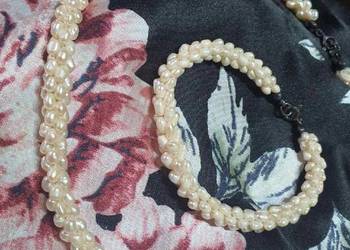 Zestaw Srebro Biżuteria Perła Słodkowodna Ryż Naszyjnik Bransoleta