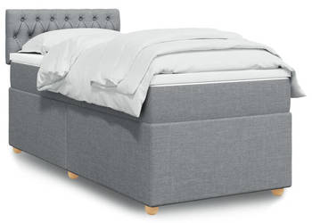 Łóżko kontynentalne z materacem jasnoszare tkanina 90x200 cm WM-3288870