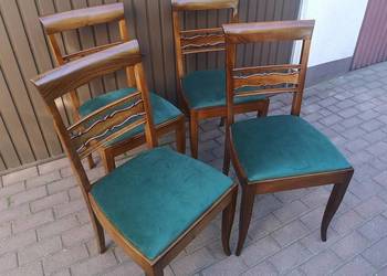 Krzesła 4 Sztuki Orzech ART-DECO Stare Antyk Komplet Po Renowacji Okazja.