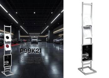 Metalowy stojak reklamowy na foldery reklamowe A4 do salonów samochodowych