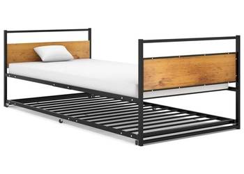vidaXL Wysuwana rama łóżka, czarna, metalowa, 90x200 cm(SKU:324748)