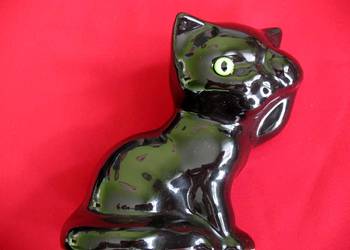 Kot - czarny kotek - Figurka - ceramika Holandia - 12 x 12 x