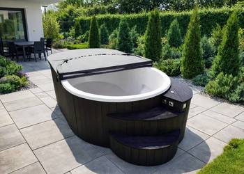 BASEN WOLNOSTOJĄCY OGRODOWY Z FILTRACJĄ I ZABUDOWĄ Z DESKI KOMPOZYTOWEJ