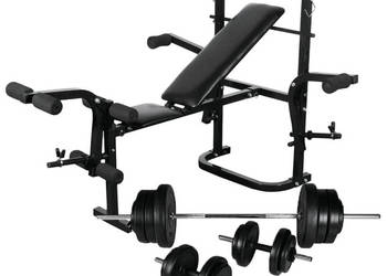 Ławka do ćwiczeń ze stojakiem sztangą i hantlami 605 kg WM-275363