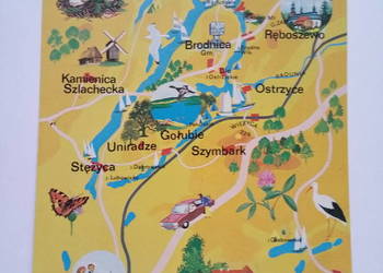 Pocztówka Mapka Szwajcarii Kaszubskiej z 1975r. NOWA!