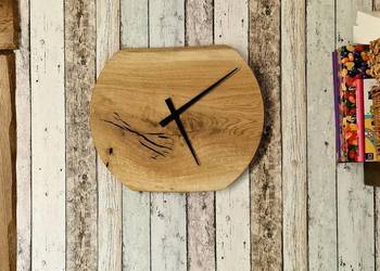 Zegar na ścianę wiszący duży loft naturalny dąb dębowy retro 50cm