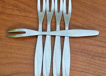 Zestaw 5 widelczyków do ciasta/owoców – Stal Nierdzewna JT – PRL / Vintage