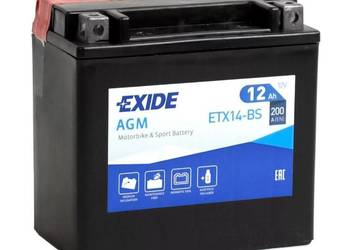 Akumulator motocyklowy 12Ah 200A EXIDE ETX14-BS YTX14-BS 12V