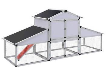vidaXL Kurnik z gniazdem i wybiegiem, aluminium(SKU:41323)