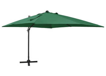 Parasol wiszący z LED i słupkiem zielony 300 cm WM-312345