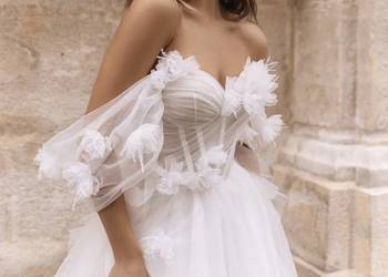 Suknia ślubna boho wiązana kwiaty 3D 40 L, 42 XL, 44 XXL