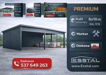 Otwarty Grafitowy Garaż Blaszany | Zadaszenie – ESSTAL-