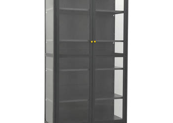 Witryna antracytowa 90x40x180 cm stal i hartowane szkło WM-336081