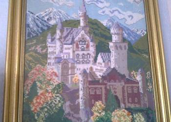 obraz krzyżykowy zamek Neuschwanstein w Bawarii