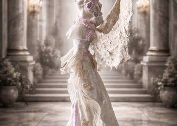 Piękny anioł ecru,  róż, perła