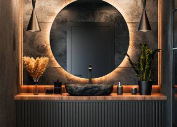 Lustro PIIRI – okrągłe lustro LED z podświetleniem do łazienki, sypialni