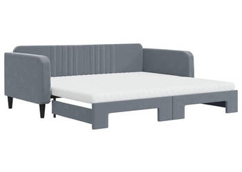 Sofa rozsuwana z materacami ciemnoszara aksamit 100x200 cm WM-3197095