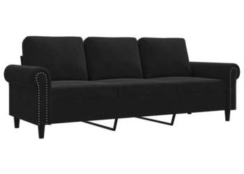 Sofa 3-osobowa czarny 180 cm tapicerowana aksamitem WM-359544