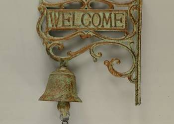 Wieszak żeliwny WELCOME zielony rustykalny piękny