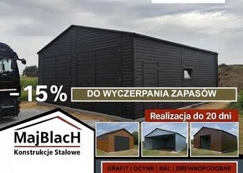 A03 Garaż Blaszany Grafitowy | HALA | Montaż Gratis | PRODUCENT Maj-Blach