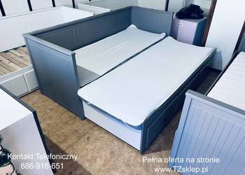 IKEA HEMNES Łóżko Leżanka z 3 szufladami, 2 materace IKEA ,szare Transport