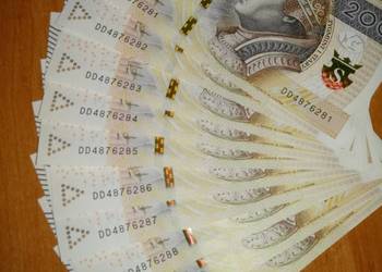 Banknoty 200 zl o kolejnych numerach