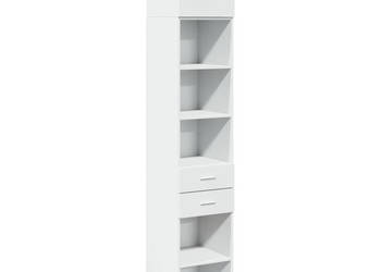 Wąska szafka biała 40x425x225 cm materiał drewnopochodny WM-3281280