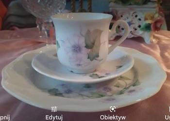 Duży zestaw śniadaniowy filiżanka porcelana Bohemia Czechy Duży zestaw śniadaniowy filiżanka porcelana Bohemia Czechy