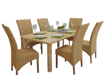 Krzesła stołowe 6 szt. brązowe naturalny rattan WM-274205