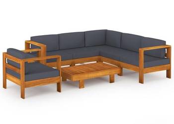 vidaXL 7-cz. zestaw mebli ogrodowych, ciemnoszare poduszki(SKU:3057955)