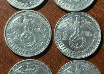 Srebro. 2 reichmarki. 6szt.