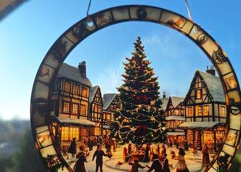 Witraż świąteczny na okno szybę dekoracja ozdoba okienna Nowy