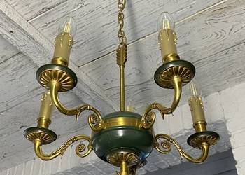 Francuski Żyrandol vintage nr. 3 Paryż II pół. XX w. Lampa butelkowa zieleń