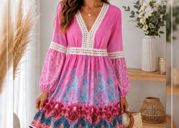 Sukienka wstawka boho Romantyczna