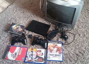 Konsola Sony PlayStation2 SCPH-75004 2Pady 4Gry + tv 14cali