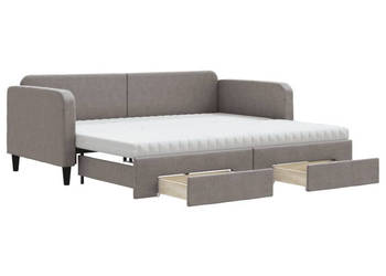 Sofa rozsuwana z szufladami taupe tkanina 90x200 cm WM-3196873