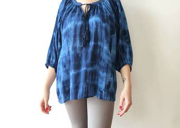 Bluzka Lindex L 40 niebieska na lato boho etno hippie tie dy Bluzka Lindex L 40 niebieska na lato boho etno hippie tie dy