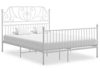 Łóżko Metalowe Białe Rama Łóżka Ze Stelażem Biała 160 x 200 cm WM-324854