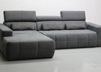 TPF Narożnik regulowane zagłówki zamsz popiel rogówka kanapa sofa salon