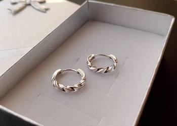 Nowe kolczyki kółeczka skręcane srebrne ok 1.2cm 3mm