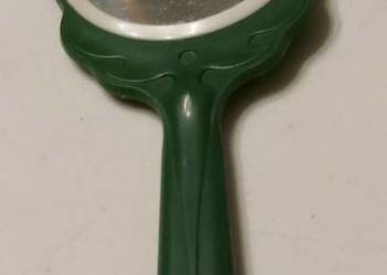 Lusterko owalne7,5x6,5 cm plus biało-zielona plastikowa oprawa z rączką