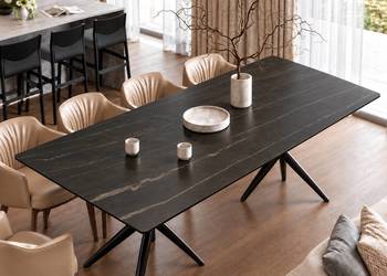 Nowoczesny Stół z Czarnego Marmuru SPIDER Rozkładany Designerski Loft Glamo