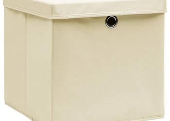 Pudełka z pokrywami 10 szt. 28x28x28 cm kremowe WM-325218