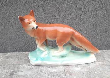 Stara figurka Lis Chodzież porcelit ręcznie malowana