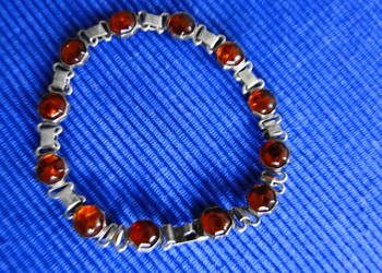 Śliczna antykwaryczna bransoletka srebro i bursztyn